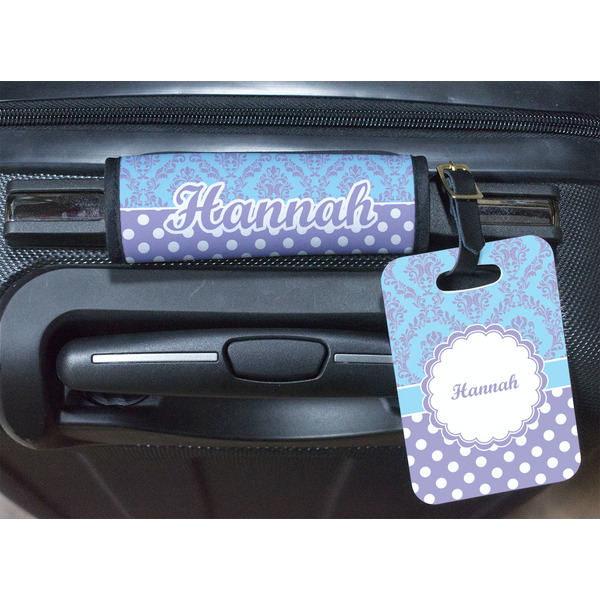 Purple Damask & Dots Luggage Wrap & Tag
