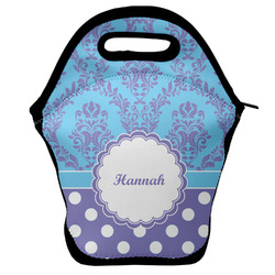 Purple Damask & Dots Lunch Bag w/ Name or Text
