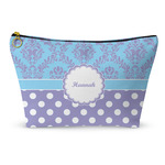 Purple Damask & Dots Makeup Bag - Small - 8.5"x4.5" (Personalized)