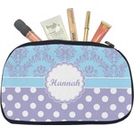 Purple Damask & Dots Makeup / Cosmetic Bag - Medium (Personalized)