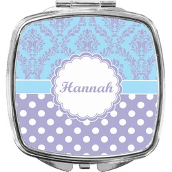 Purple Damask & Dots Compact Makeup Mirror (Personalized)