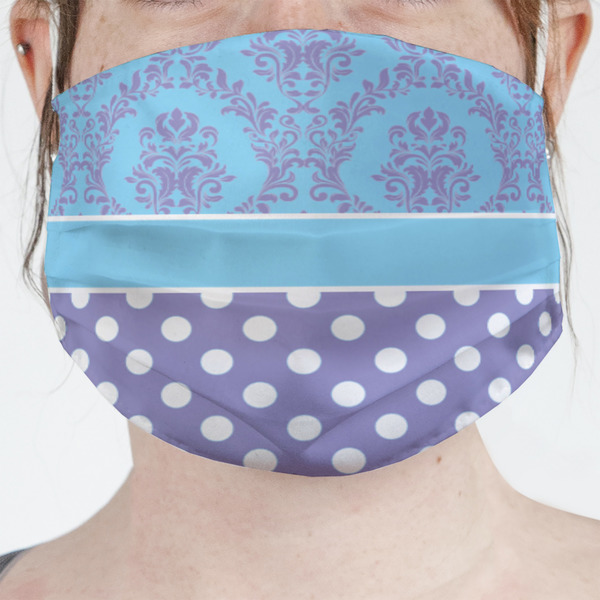Custom Purple Damask & Dots Face Mask Cover