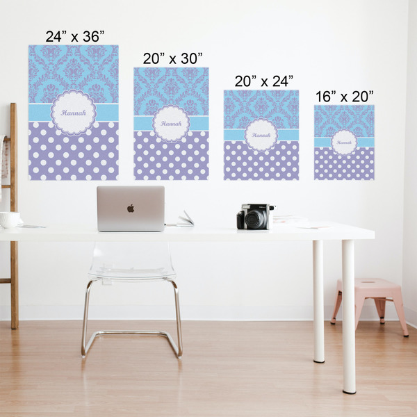 Purple Damask & Dots Matte Poster - Sizes