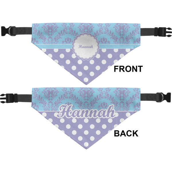 Purple Damask & Dots Medium Dog Bandana Approval