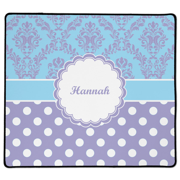 Custom Purple Damask & Dots XL Gaming Mouse Pad - 18" x 16" (Personalized)