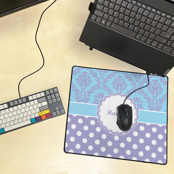 Purple Damask & Dots Medium Gaming Mats - LIFESTYLE