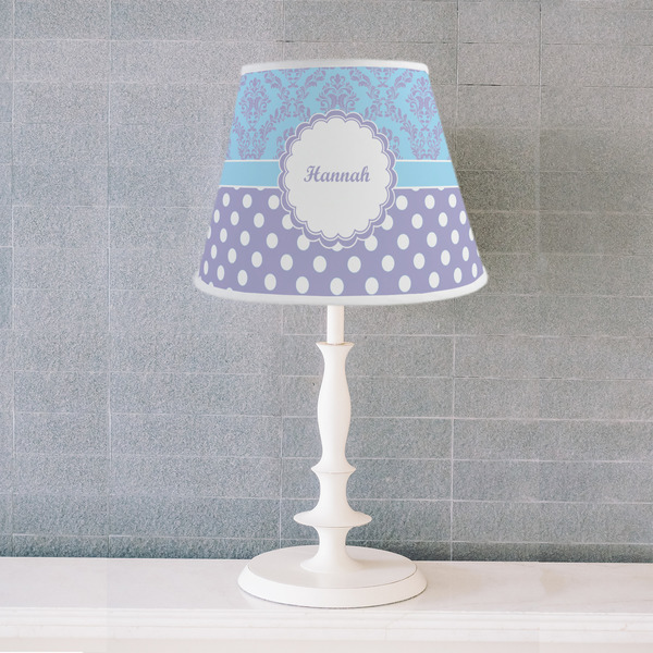 Purple Damask & Dots Poly Film Empire Lampshade - Lifestyle