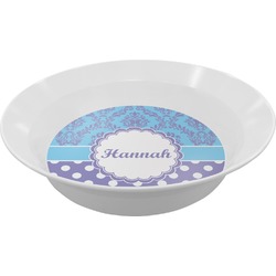 Purple Damask & Dots Melamine Bowl (Personalized)