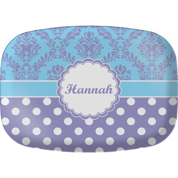 Custom Purple Damask & Dots Melamine Platter (Personalized)