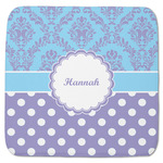 Purple Damask & Dots Memory Foam Bath Mat - 48"x48" (Personalized)