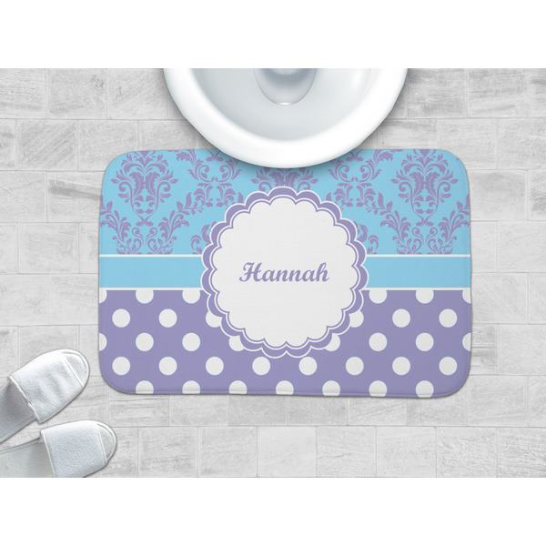 Purple Damask & Dots Memory Foam Bath Mat - LIFESTYLE 34x21