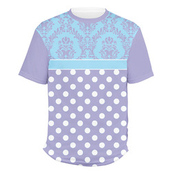 Purple Damask & Dots Men's Crew T-Shirt - Large