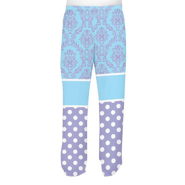 Purple Damask & Dots Men's Pjs Back - on model