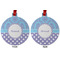 Purple Damask & Dots Metal Ball Ornament - Front and Back