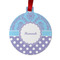 Purple Damask & Dots Metal Circle Ornament - Double-Sided (Personalized)