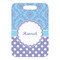 Purple Damask & Dots Metal Luggage Tag - Front Without Strap