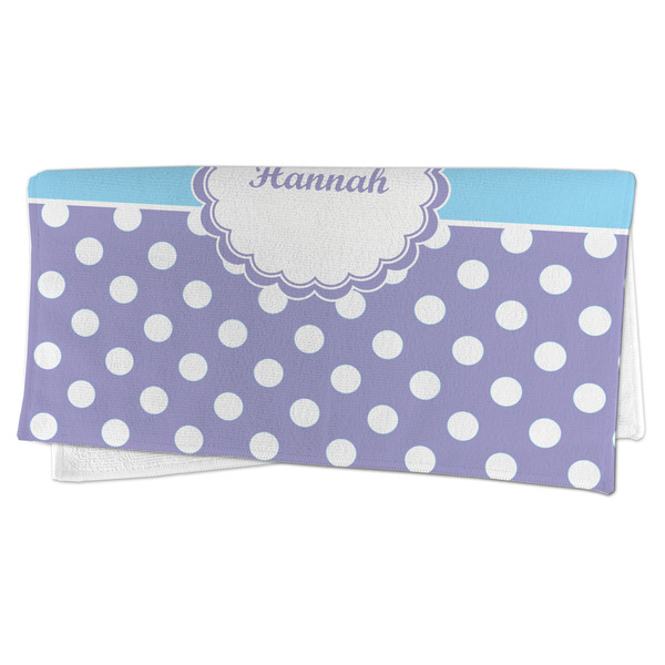 Purple Damask & Dots Microfiber Dish Rag - FOLDED (half)