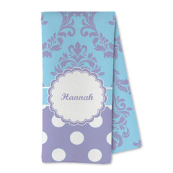 Purple Damask & Dots Kitchen Towel - Microfiber (Personalized)