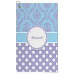 Purple Damask & Dots Microfiber Golf Towel (Personalized)