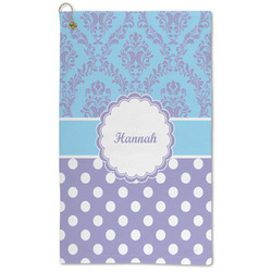 Purple Damask & Dots Microfiber Golf Towel (Personalized)