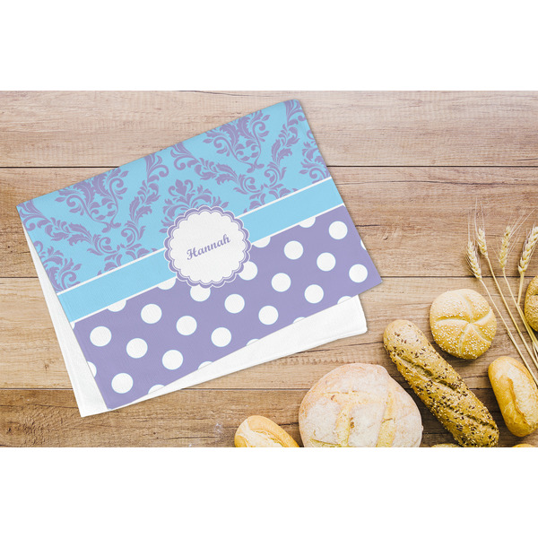 Purple Damask & Dots Microfiber Kitchen Towel - LIFESTYLE