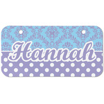 Purple Damask & Dots Mini/Bicycle License Plate (2 Holes) (Personalized)