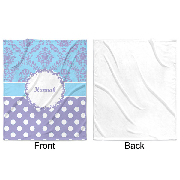 Purple Damask & Dots Minky Blanket - 50"x60" - Single Sided - Front & Back
