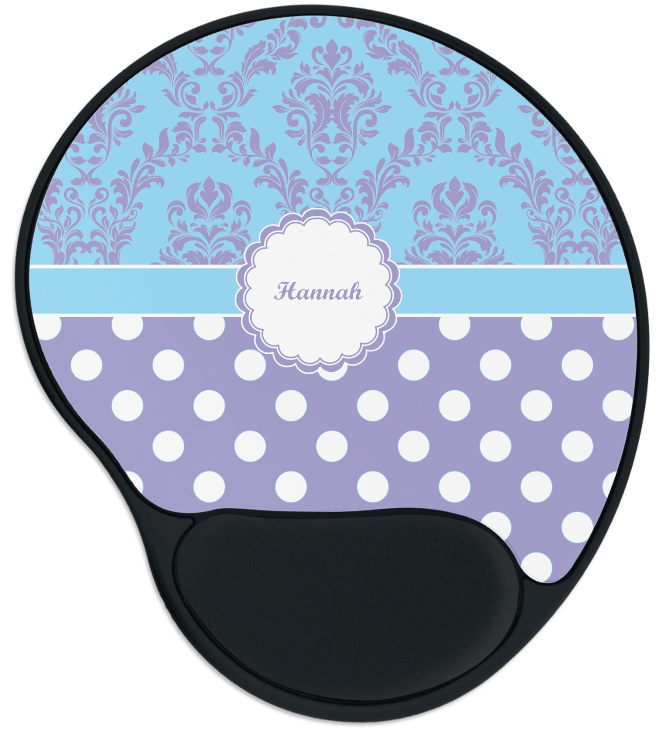 Purple Damask & Dots Mouse Pad with Wrist Support YouCustomizeIt