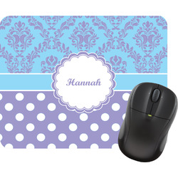 Purple Damask & Dots Rectangular Mouse Pad (Personalized)
