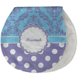 Purple Damask & Dots Burp Pad - Velour w/ Name or Text