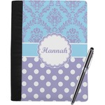Purple Damask & Dots Notebook Padfolio - Large w/ Name or Text