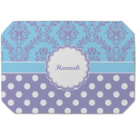 Purple Damask & Dots Dining Table Mat - Octagon (Single-Sided) w/ Name or Text