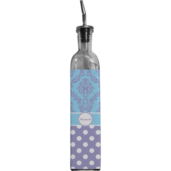 Custom Purple Damask & Dots Oil Dispenser Bottle (Personalized)