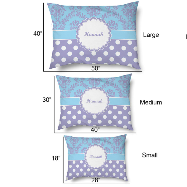 Purple Damask & Dots Outdoor Dog Beds - SIZE CHART