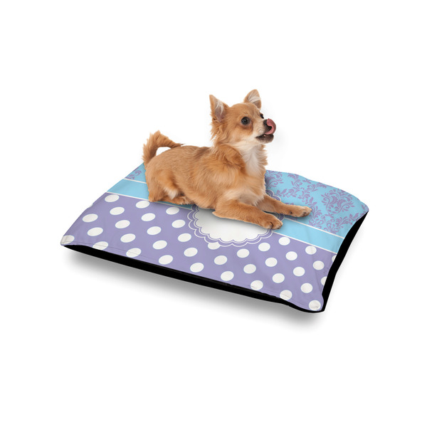 Purple Damask & Dots Outdoor Dog Beds - Small - IN CONTEXT