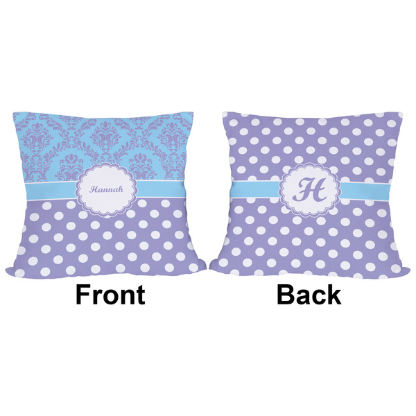 Purple Damask & Dots Outdoor Pillow - 16x16