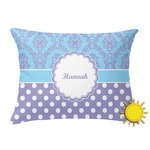 Purple Damask & Dots Outdoor Throw Pillow (Rectangular) (Personalized)