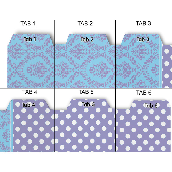 Purple Damask & Dots Page Dividers - Set of 6 - Approval