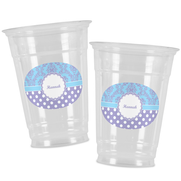 Purple Damask & Dots Party Cups - 16oz - Alt View