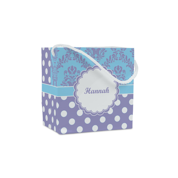 Custom Purple Damask & Dots Party Favor Gift Bags (Personalized)