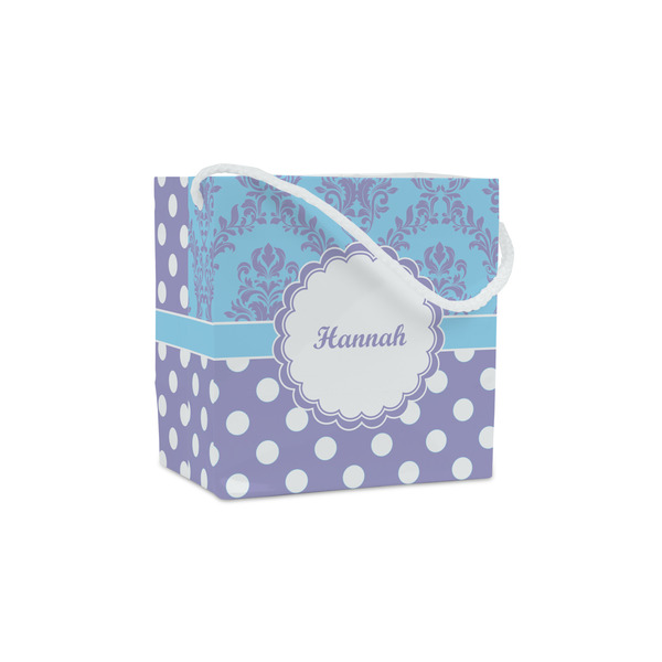Custom Purple Damask & Dots Party Favor Gift Bags - Matte (Personalized)
