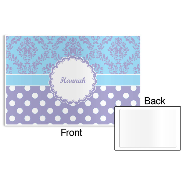 Purple Damask & Dots Disposable Paper Placemat - Front & Back