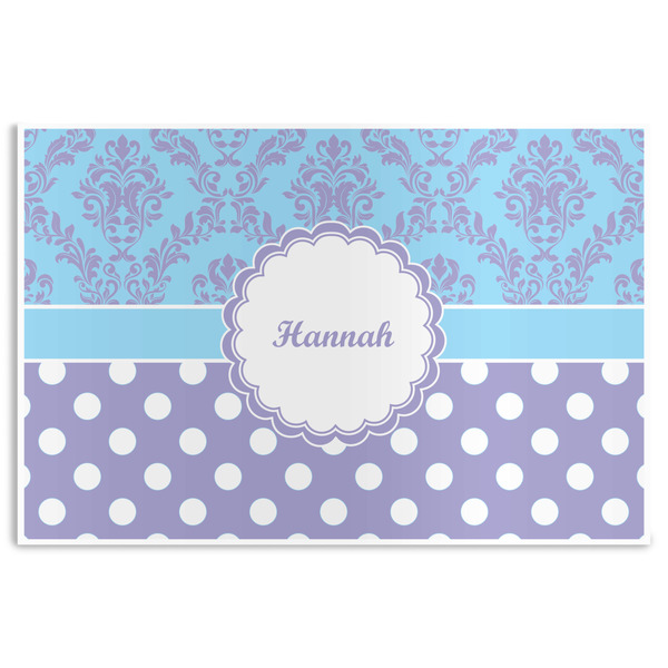 Custom Purple Damask & Dots Disposable Paper Placemats (Personalized)
