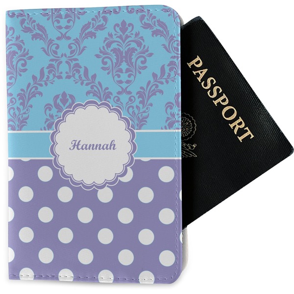 Custom Purple Damask & Dots Passport Holder - Fabric (Personalized)