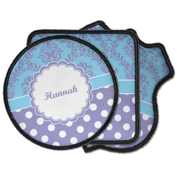 Custom Purple Damask & Dots Iron on Patches (Personalized)