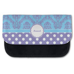 Purple Damask & Dots Canvas Pencil Case w/ Name or Text