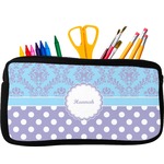 Purple Damask & Dots Neoprene Pencil Case (Personalized)