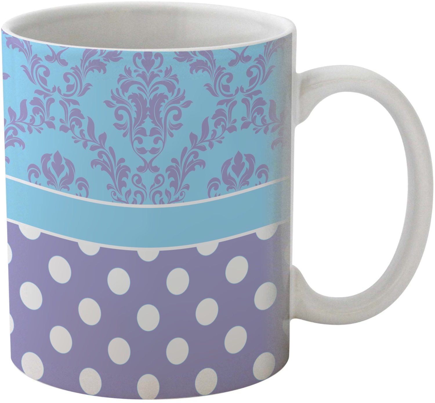 Purple Damask & Dots Coffee Mug (Personalized) YouCustomizeIt
