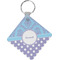 Purple Damask & Dots Diamond Plastic Keychain w/ Name or Text