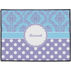 Purple Damask & Dots Door Mat (Personalized)